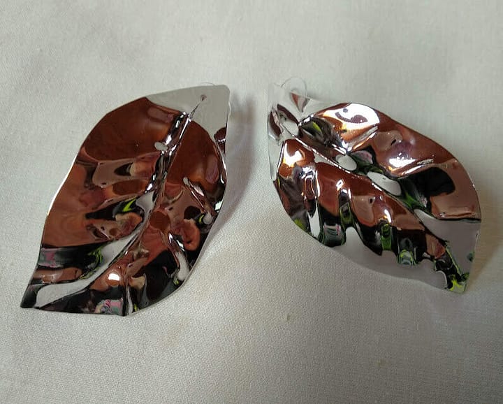 Pendientes bisuteria plateado mujer con forma de hoja nuevo con etiquetas - Imagen 3