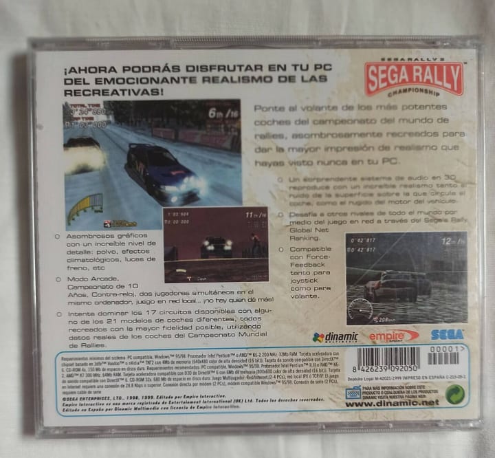 SEGA RALLY CHAMPIONSHIP PC WIN 95 / 98   Nuevo  precintado  (142) - Imagen 3