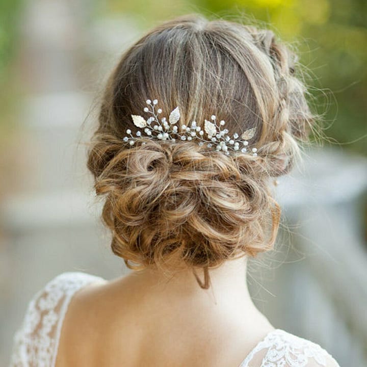 Tocado aderezo tiara dorada con perlas Nuevo - Imagen 3