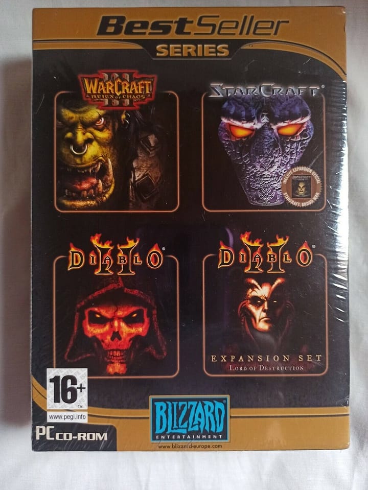 WARCRAF STARCRAFF DIABLOII y EXPA  PC SOLO WIN 98/XP/2000 Nuevo  precinta  (142)