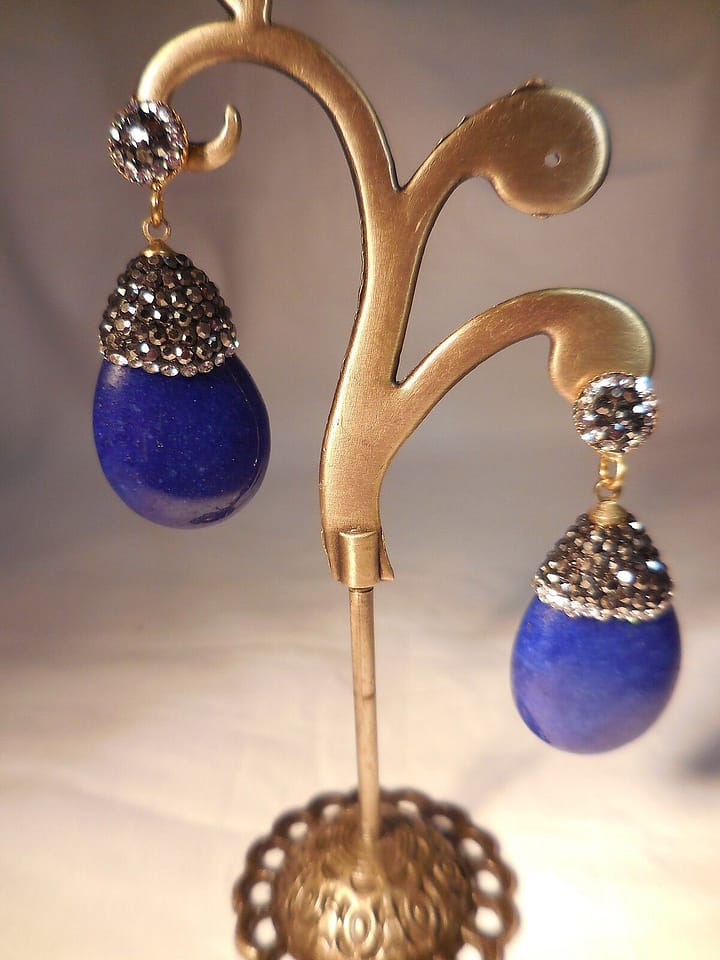 Pendientes piedra natural color azul