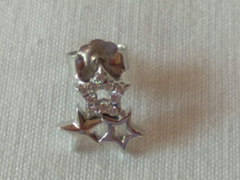 Pendientes Plata de Ley 3 estrellas presión Nuevos - Imagen 5