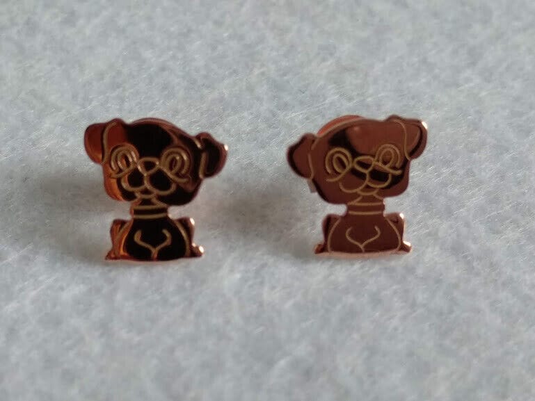 Pendientes Plata de Ley chapada en oro 24 K silueta de perrito presión Nuevos