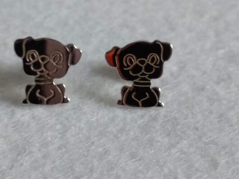 Pendientes Plata de Ley con silueta de perrito presión Nuevos - Imagen 4