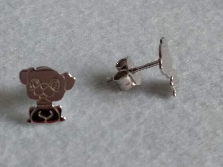 Pendientes Plata de Ley con silueta de perrito presión Nuevos - Imagen 5