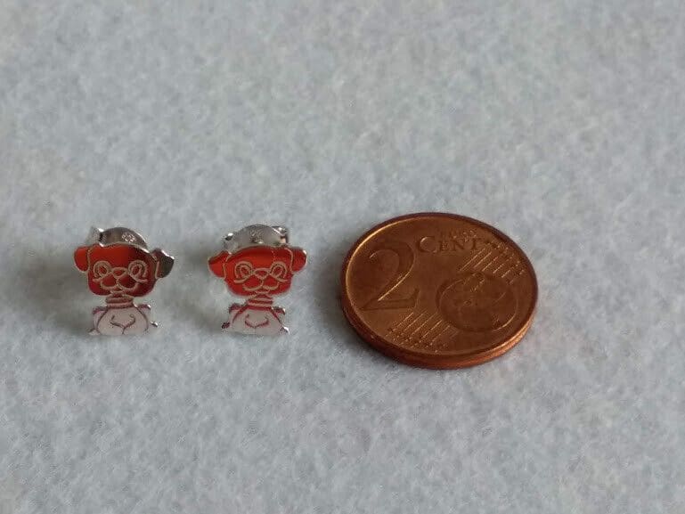 Pendientes Plata de Ley con silueta de perrito presión Nuevos - Imagen 6