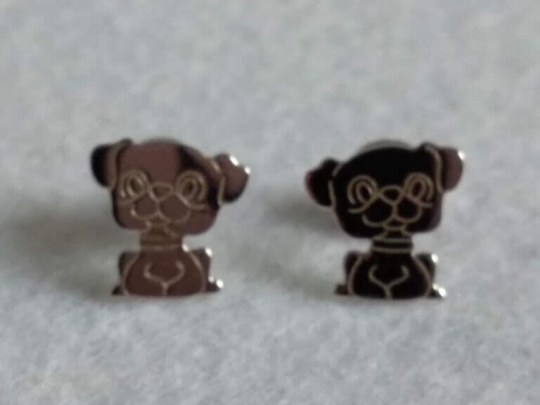 Pendientes Plata de Ley con silueta de perrito presión Nuevos