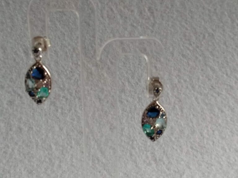 Pendientes Plata de Ley lagrima con piedras presión Nuevos - Imagen 3