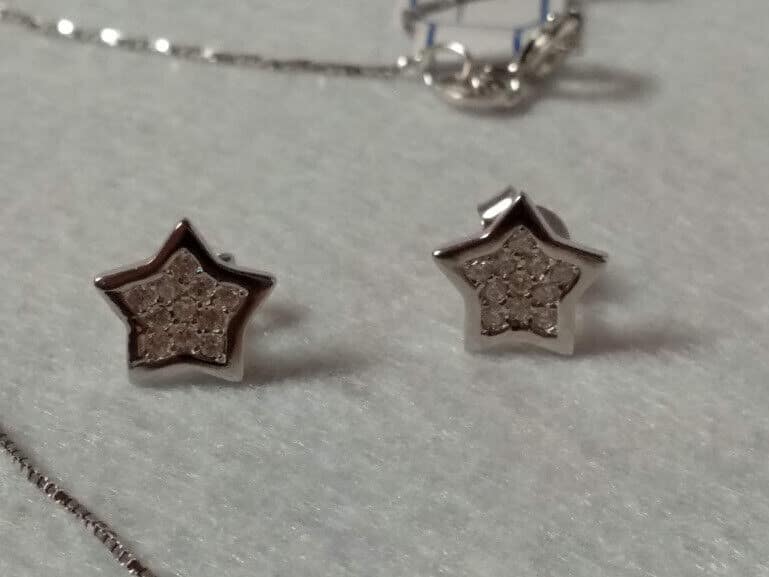 Pendientes y gargantilla en Plata de Ley Estrella con circonitas Nuevos - Imagen 6