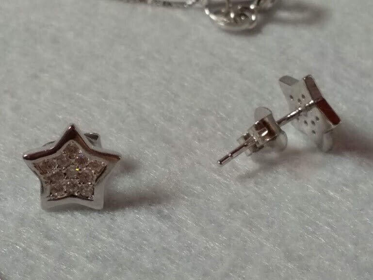 Pendientes y gargantilla en Plata de Ley Estrella con circonitas Nuevos - Imagen 7