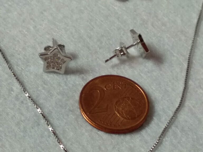 Pendientes y gargantilla en Plata de Ley Estrella con circonitas Nuevos - Imagen 8