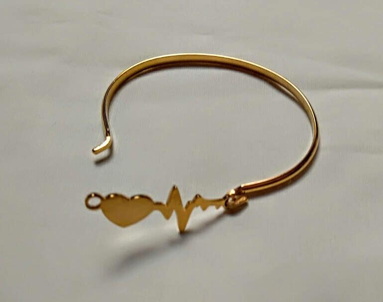 Pulsera acero mujer dorada rígida ritmo cardiaco y cierre nueva - Imagen 4