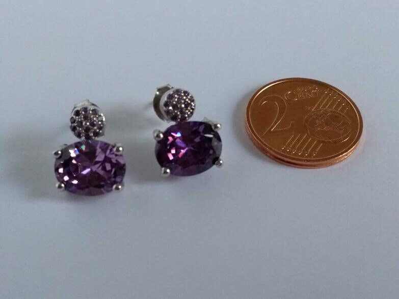 Pendientes Plata de Ley rodiada vintage con amatista cierre de presión ºNuevos - Imagen 4