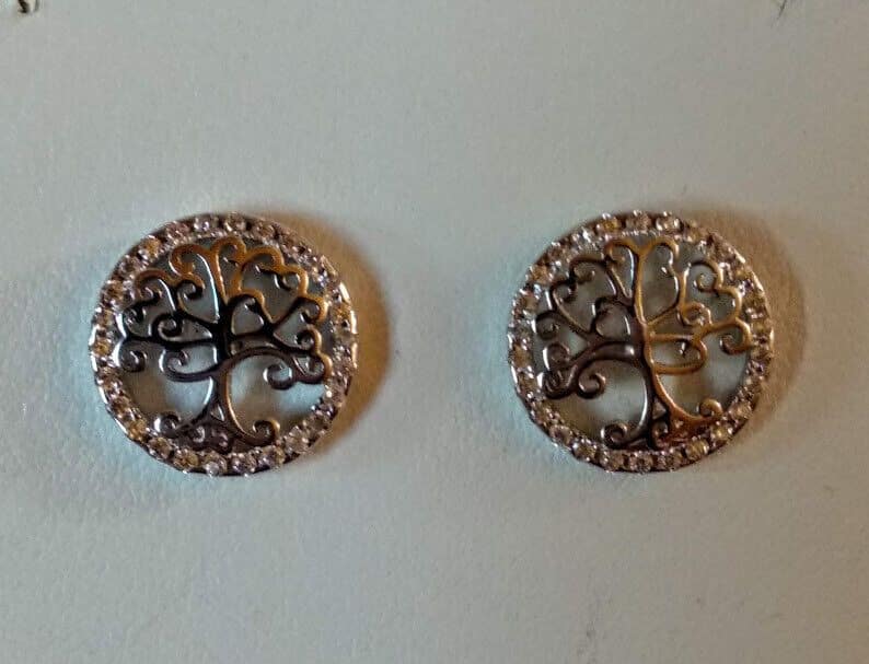 Pendientes y gargantilla Árbol de la vida Plata de Ley Rodiada Nuevos (106) - Imagen 4