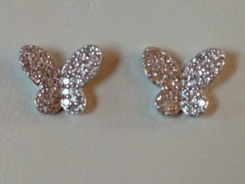 Pendientes y gargantilla Plata de Ley Rodiada mariposas presión Nuevos (106) - Imagen 4
