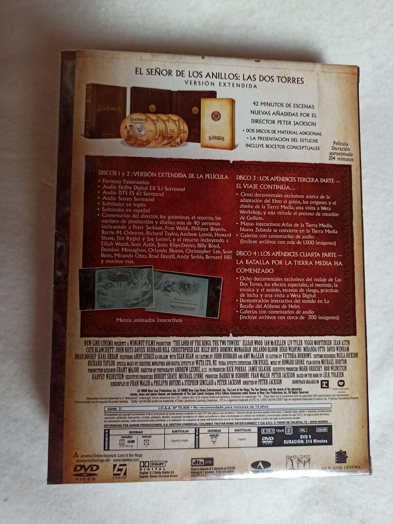 EL SEÑOR DE LOS ANILLOS LAS DOS TORRES VERSION EX DVD NUEVA Y PRECINTADA (138) - Imagen 3
