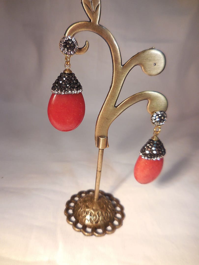 Pendientes piedra natural color teja