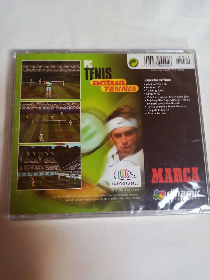 PC Tenis Actua Tenis  SOLO WIN 95Y 98 Nuevo precintado (146) - Imagen 3