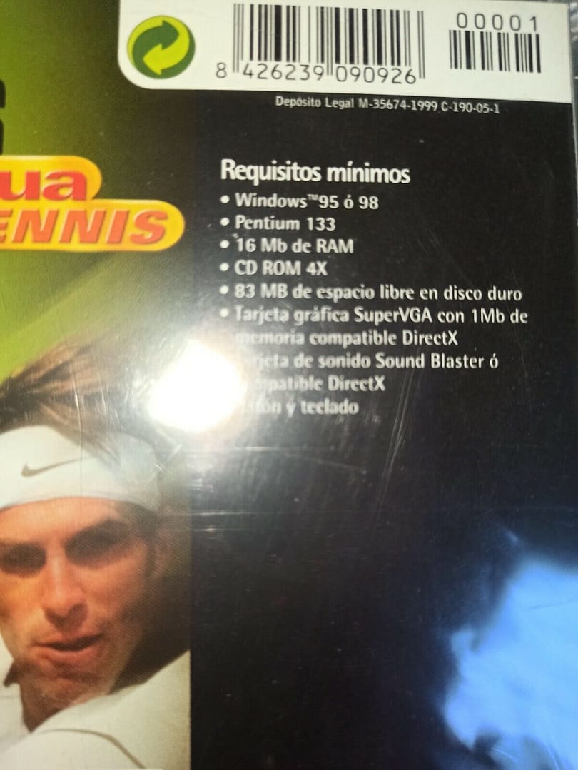 PC Tenis Actua Tenis  SOLO WIN 95Y 98 Nuevo precintado (146) - Imagen 4
