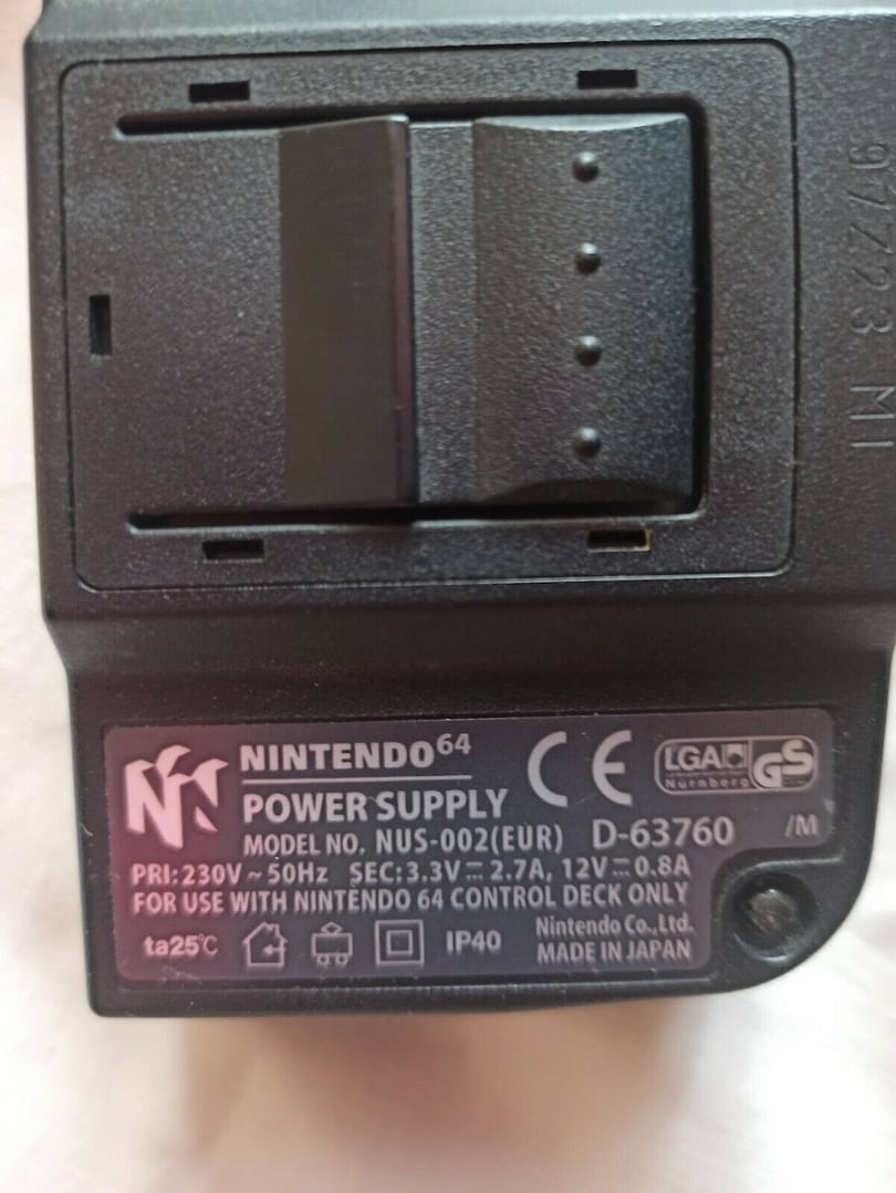 ADAPTADOR CORRIENTE NINTENDO 64 ORIGINAL NINTENDO NUEVO SIN PRECINTO (154) - Imagen 4