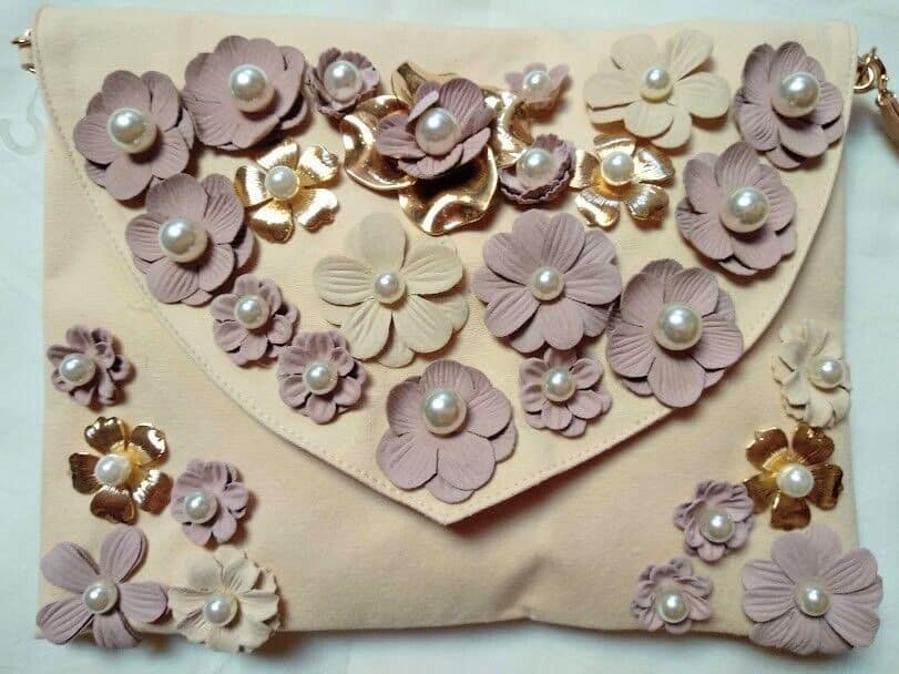 Bolso fiesta,clutch,cartera de mano mujer con cadena con flores Nuevo
