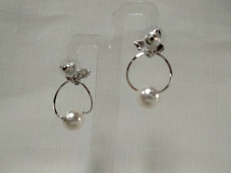 Pendientes mujer fantasía mariposa y aro con perla Cierre presión Nuevos (104) - Imagen 3