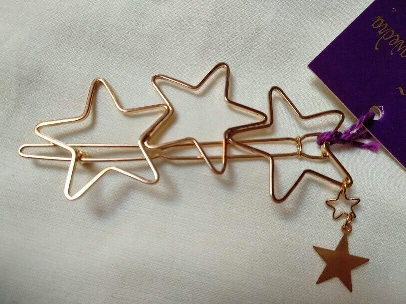 Pasador pelo color dorado mujer 3 estrellas y2 pequeñas colgando Nuevo