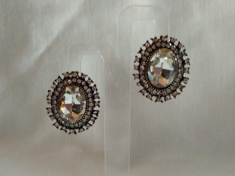 Pendientes vintage mujer bisutería cristal cierre omega Nuevos (106) - Imagen 6