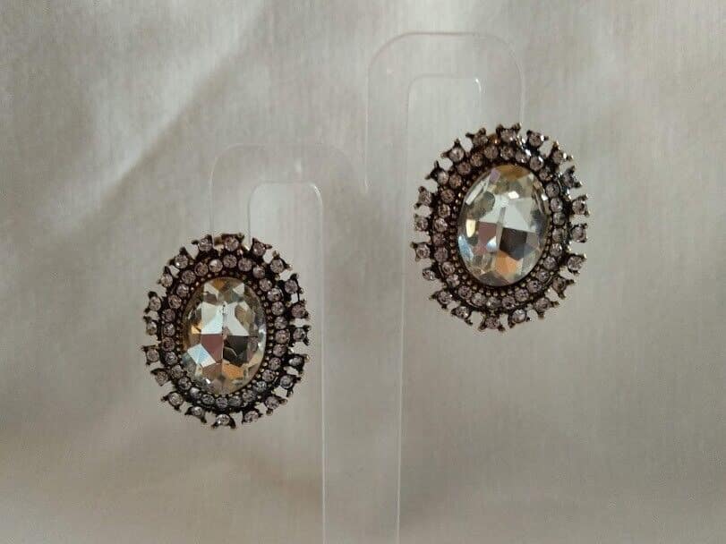 Pendientes vintage mujer bisutería cristal cierre omega Nuevos (106)