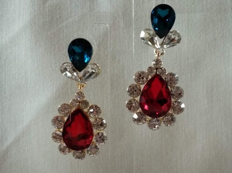 Pendientes mujer fantasía cristal lagrima cierre de presión Nuevos (106) - Imagen 6