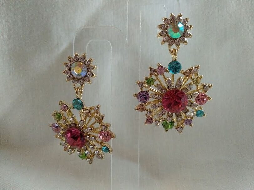 Pendientes mujer fantasía cristal cierre de presión Nuevos (106) - Imagen 3