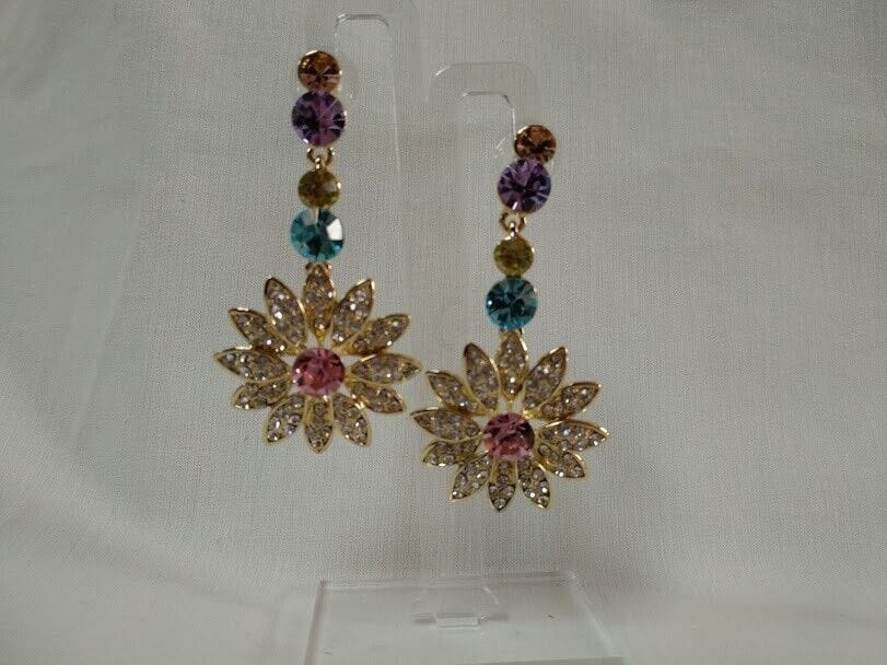 Pendientes mujer fantasía largos con pedrería cierre de presión Nuevos (104)