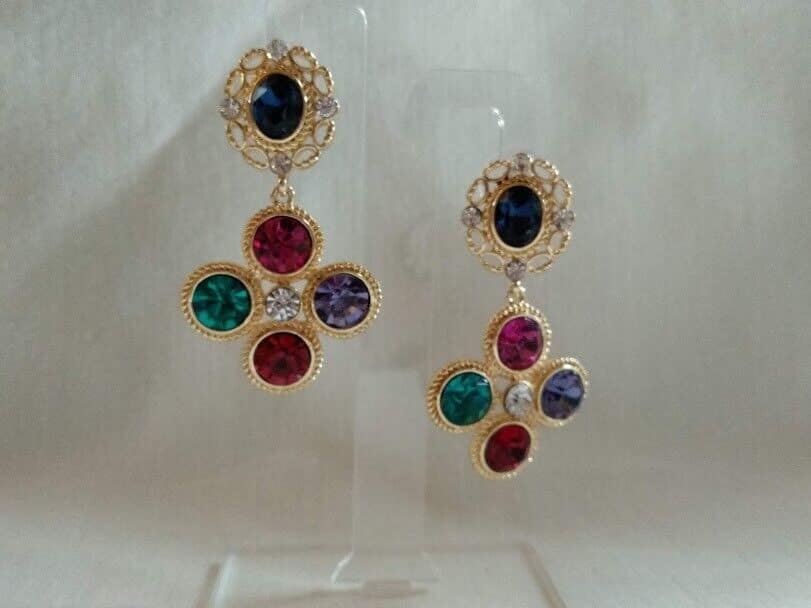 Pendientes mujer fantasía multicolor cierre de presión Nuevos (106) - Imagen 4