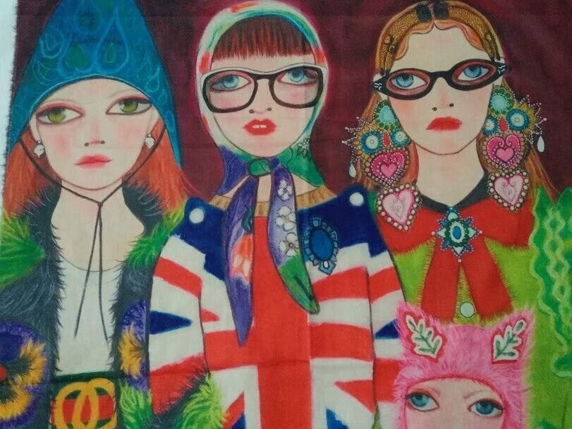 Pasmina Cashmere estampado chicas Nuevo con etiquetas (105) - Imagen 5