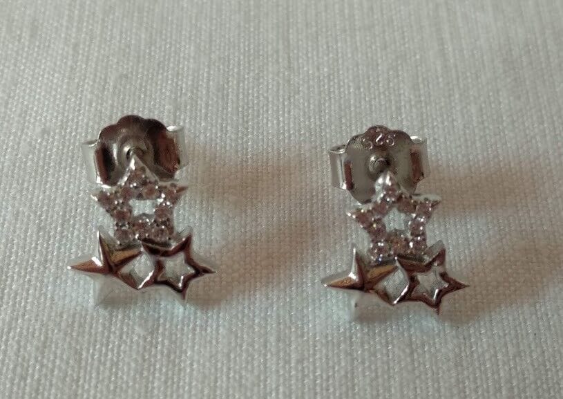 Pendientes Plata de Ley 3 estrellas presión Nuevos