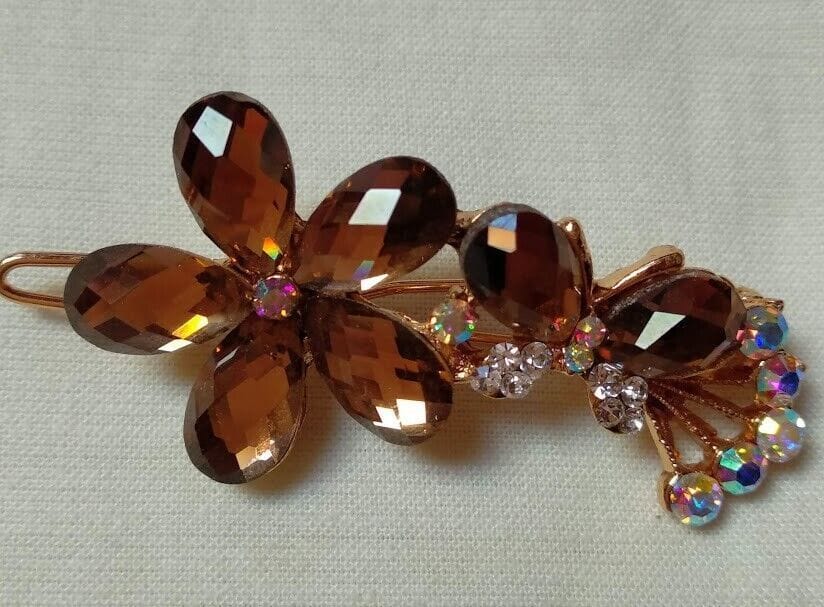 Pasador pelo color dorado mujer piedras de colores Nuevo - Imagen 3