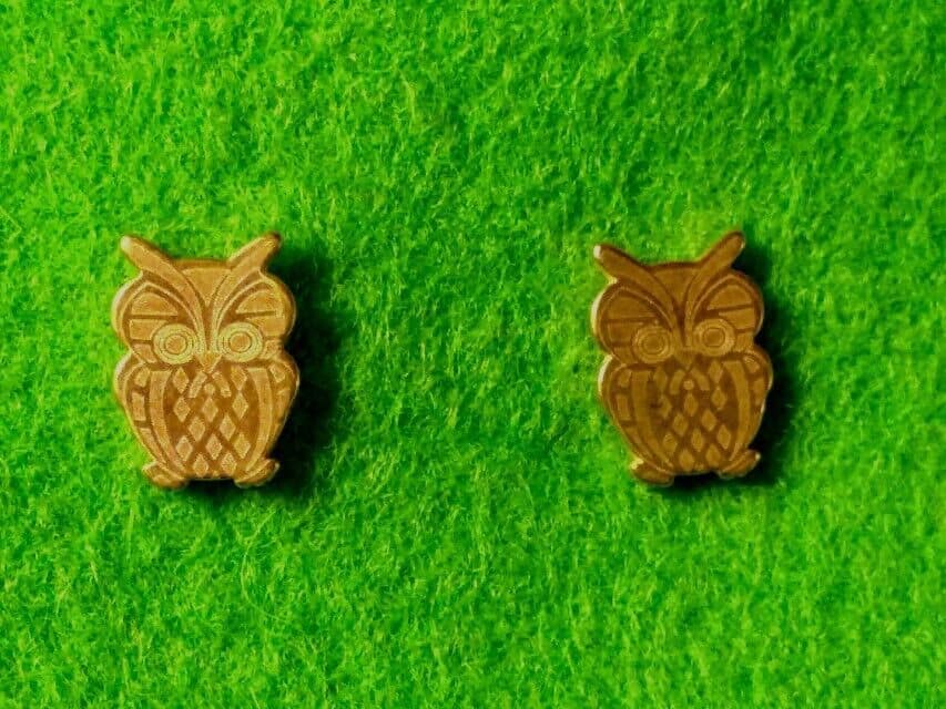 Pendientes acero dorado mujer colección primavera búhos  con presión