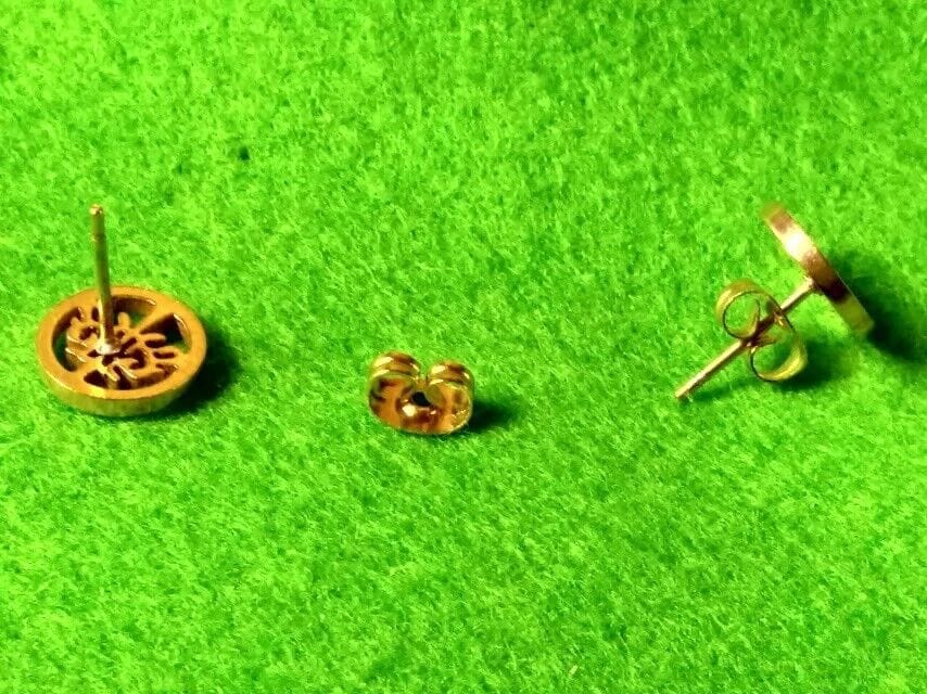 Pendientes acero dorado mujer colección primavera árbol de la vida con presión - Imagen 3