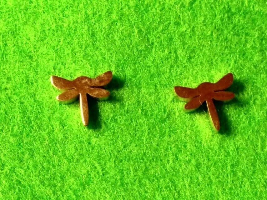 Pendientes acero dorados mujer colección primavera libélula con presión