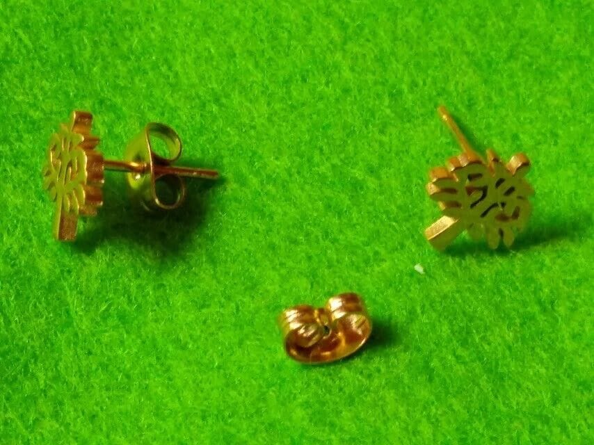 Pendientes acero dorado mujer colección primavera árbol con presión - Imagen 3