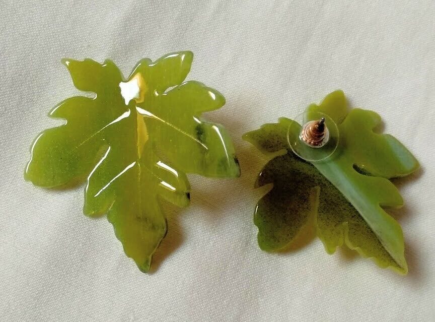 Pendientes mujer en acetato con forma de hoja cierre de presión Nuevos - Imagen 7