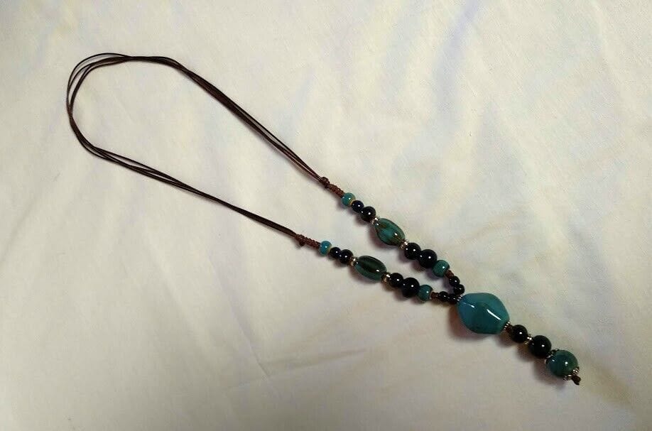 Collar étnico mujer combinado de cuentas de ceramica  color azul Nuevo - Imagen 4