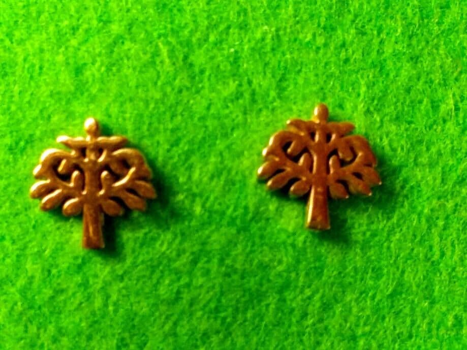 Pendientes acero dorado mujer colección primavera árbol con presión