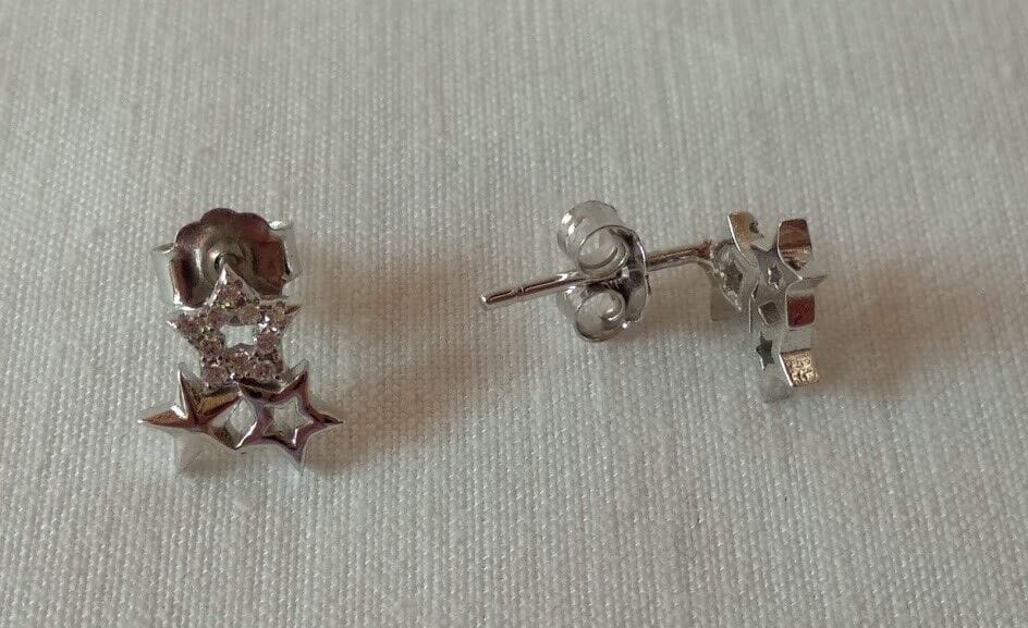 Pendientes Plata de Ley 3 estrellas presión Nuevos - Imagen 3