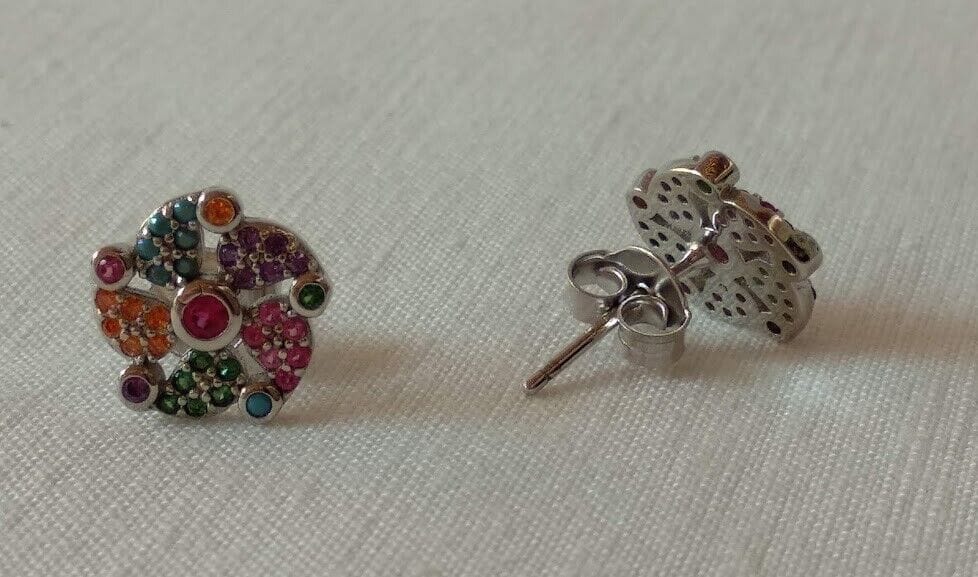 Pendientes Plata de Ley multicolor presión Nuevos - Imagen 3