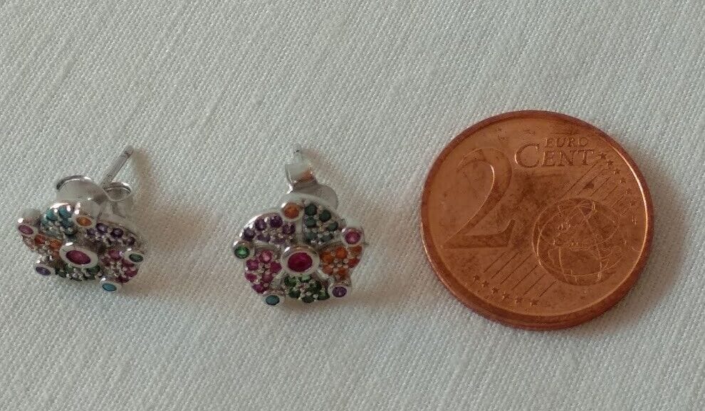 Pendientes Plata de Ley multicolor presión Nuevos - Imagen 4